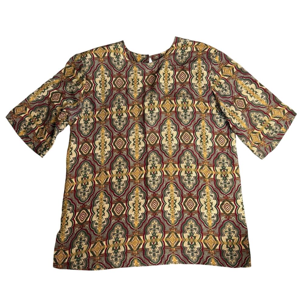 Vintage Pacific Silk Studio 100% Silk Paisley Tunic Top Women's Small - Picture 2 of 12
